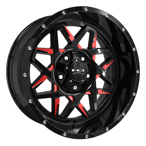 HD Offroad Caliber Gloss Black Milled W/ Red Clearcoat