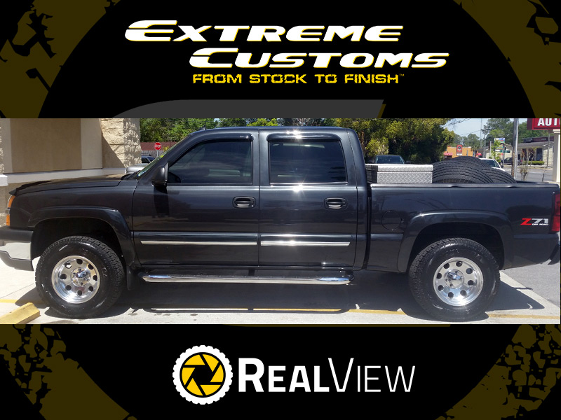 2004 Chevy Silverado 1500 3 Inch Leveling Kit Pacer Lt Mod 164p 17x9  12 Offset 17 By 9 Inch Wide Wheel Yokohama Geolandar At 285 70r17 Tires Pic 1